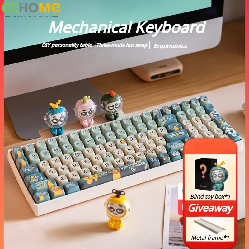 ECHOME Mechanical Keyboard 10Key 24 Cute Styles Available Girl Wireless