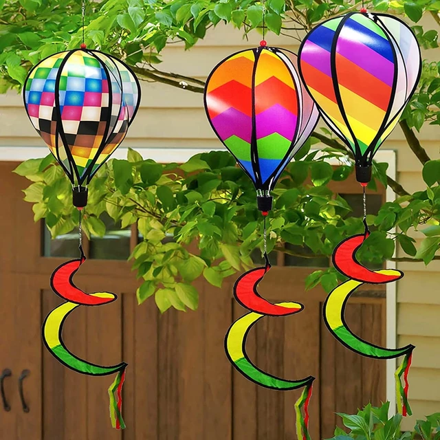 Hőlégballon Szél Fonó Szivárványos Kinetikus Függő Dekoráció A Családi Otthoni Első Udvar Kertjéhez Kültéri Szélmalom - Image 2