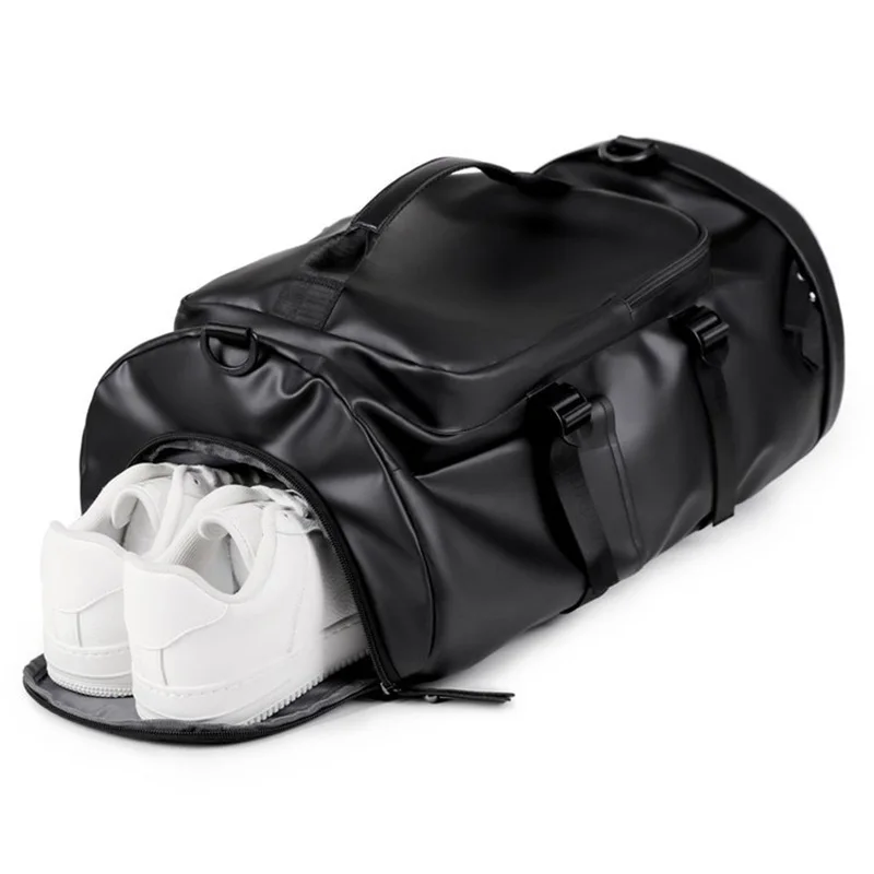 Gym Travel Backpack Versatile Faux Leather Bag for Men & Women Casual Outdoor Sports Shoulder Bags Fitness Weekender Duffel 3