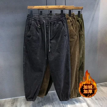 Abbigliamento uomo Retro Velluto a coste Pile allentato Spessore Caldo Pantaloni stile harem Y2K Casual Streetwear Pantaloni sportivi larghi Autunno Inverno Pantalones 1