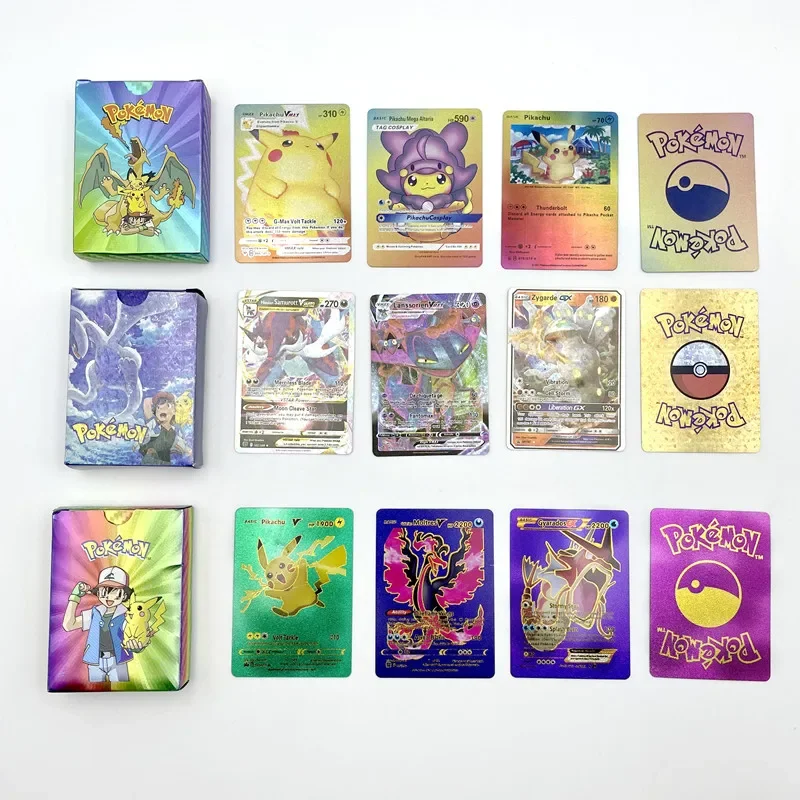 81-10 Pcs Pokemon Cards English Vmax GX Diamond Shining and Colorful Energy  Card German Spanish French Pikachu Card Kids Toys