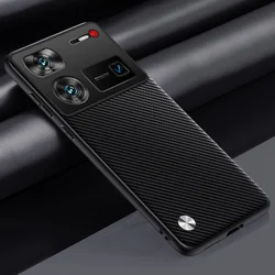 Luxury PU Leather Shockproof Silicone Phone Case Cover for nubia Z60 Ultra (Style 2 Black)