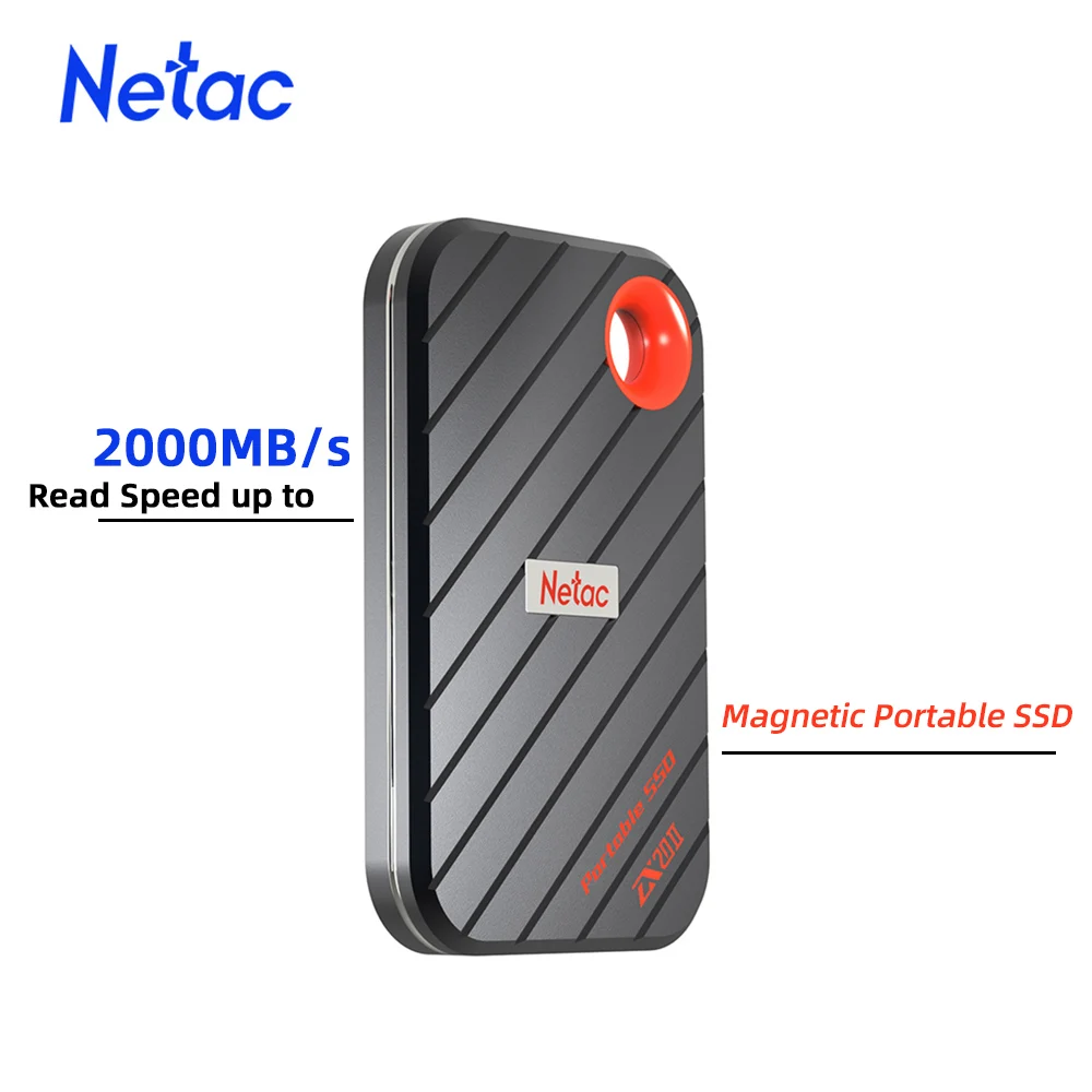 Netac Magnetyczny Zewnętrzny Dysk SSD 2000MB/S Szybki 512GB 2TB 1TB USB3.2 Gen2 Typ C Zewnętrzny Dysk Półprzewodnikowy do Iphone Laptopa PC