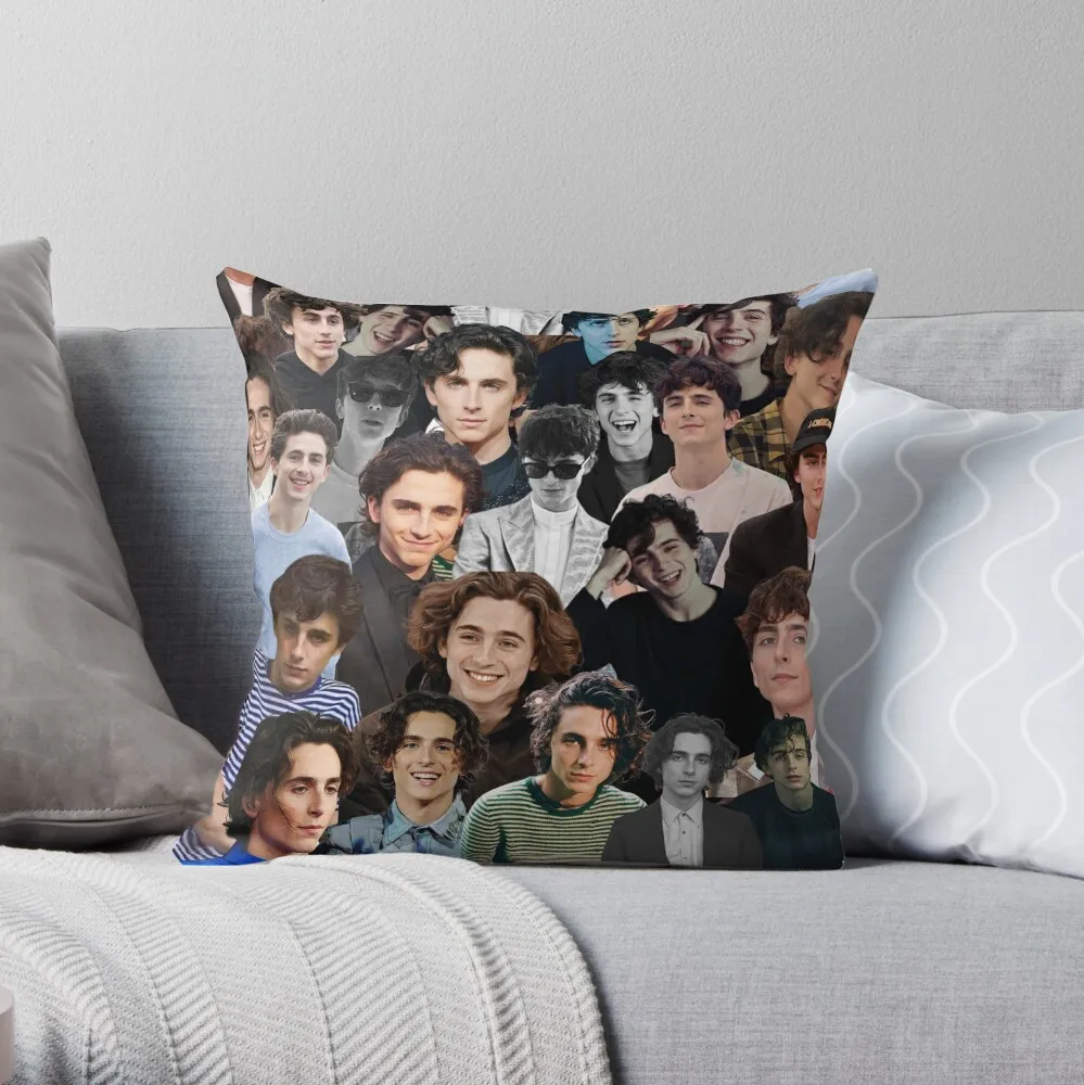 

Timothee Chalamet photo collage Throw Pillow Christmas Pillow Covers Sofa Cushions