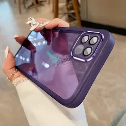 Candy Color Soft Silicone Shockproof Cover with Clear Lens Protection Film - Galaxy A22 5G (JTM  purple)