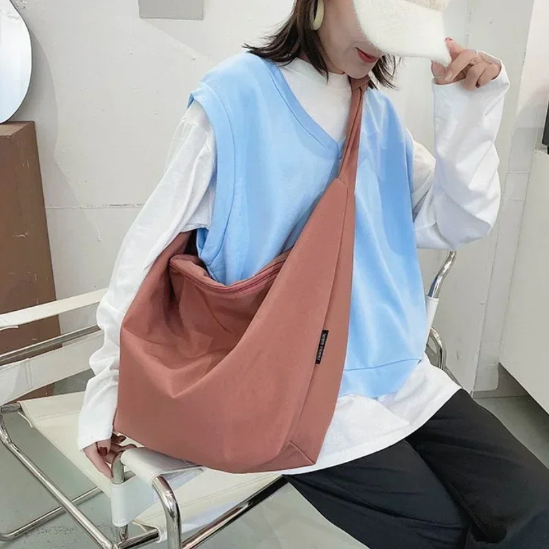2026 New Canvas Totes Bags Women Casual Wild Ladies Handbags Solid Color Shoulder Women Bag Simple Female Messenger Bag Purses