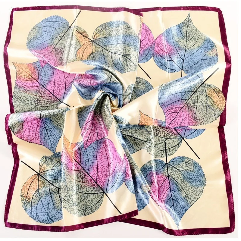 90x90cm Women Silk Scarf Small Satin Square Print Wrap Foulard Femme Handkerchief Bandana Neck Hair Skinny Tie Scarves Shawl 6