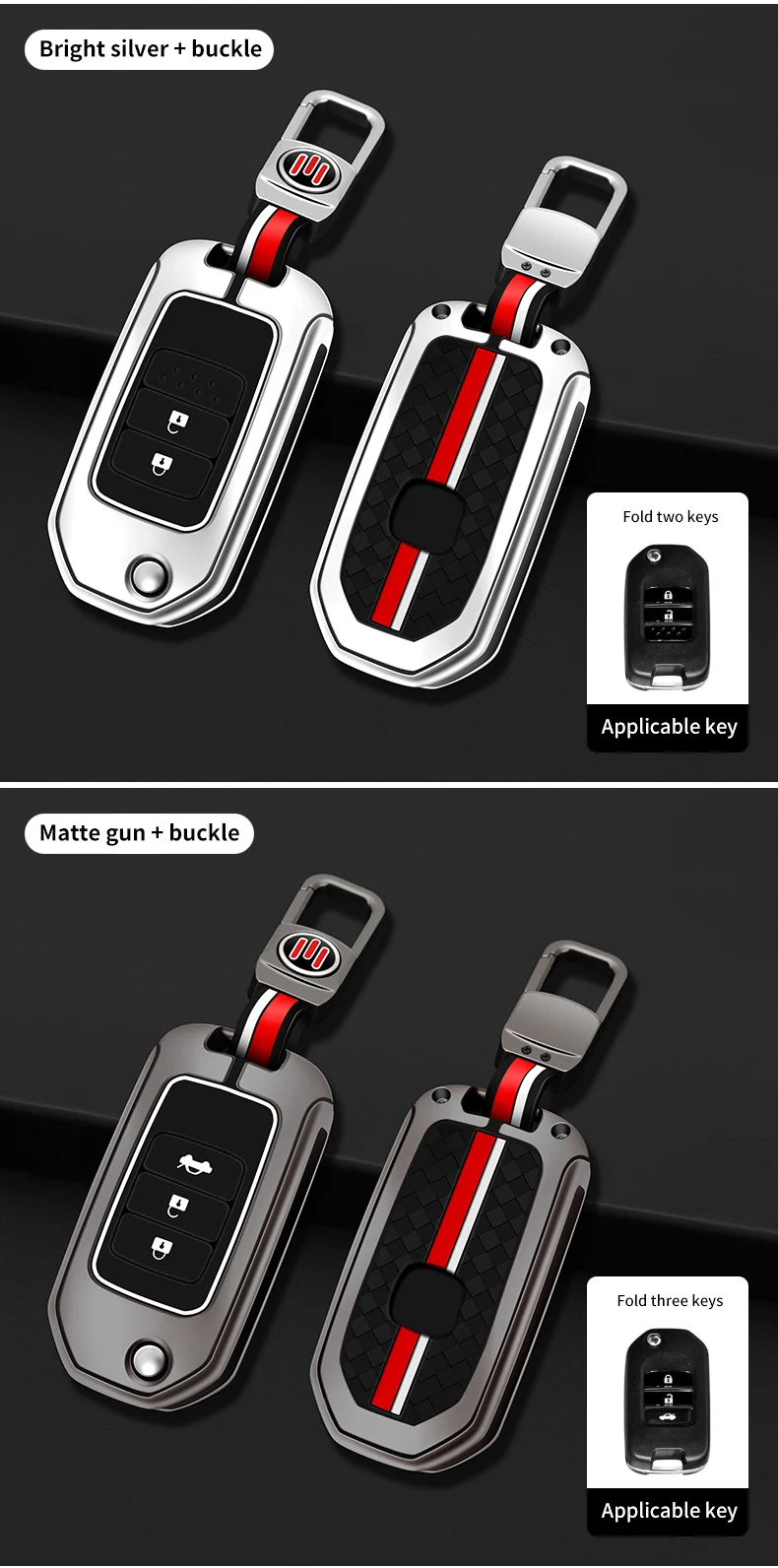 Custodia per chiave a distanza per auto in metallo Shell Fob per Honda Civic CRV CR-V HRV Accord Crider Odyssey Fit Pilot Protector Bag accessori - S636f4b8be4814aab8b74e8cac398437bb