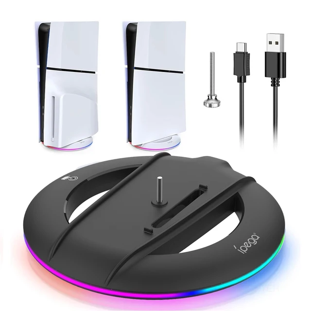 Vertical Cooling Stand with RGB Light For PS5 Slim / PS5 Pro Console Anti-Slip Base Bracket Holder Bracket Gaming Accessories 1