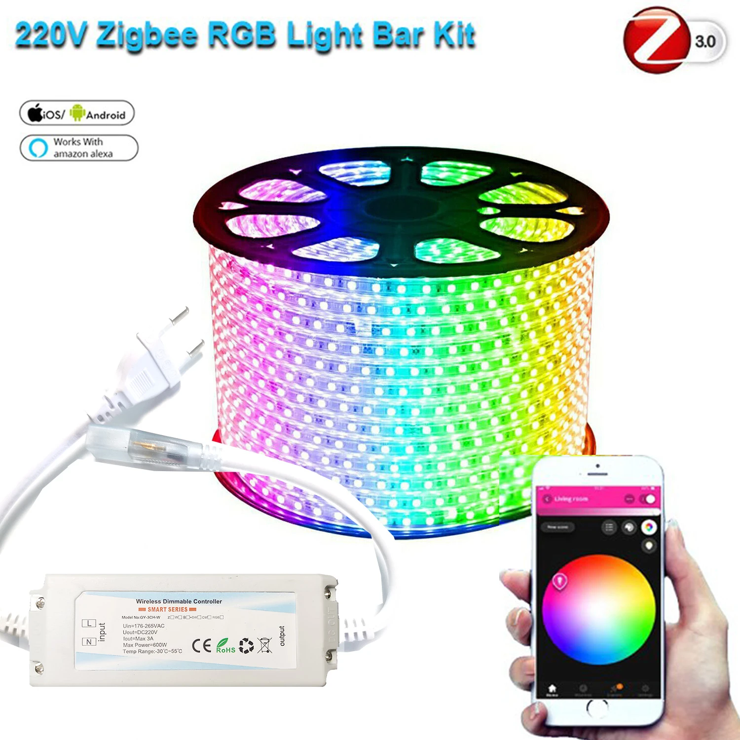 220v 230v Zigbee Smart Life Tuya Controller 1-15m Rgb Led 5050smd Led Strip  Lights Dimmer Outdoor Waterproof Fr Hu*e Smartthings - Led Strip -  AliExpress