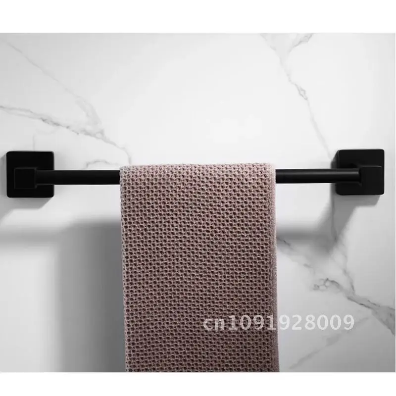 WJNMONE Black Robe Bathroom Towel Rail Bar Rack Bar Holder Zotobon Set Hardware Accessories Shelf Tissue Paper Hook Bathroom