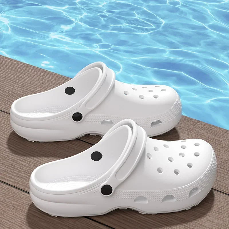 Summer Sandals Holes Thick Bottem Comfort Wedge Heel Clogs Slippers Outdoor Men Sport Beach Soft Soled Slides Shoes