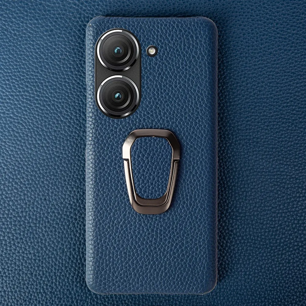 Handmade Genuine Leather Protective Phone Case with Stand Holder, Back Shell Cover