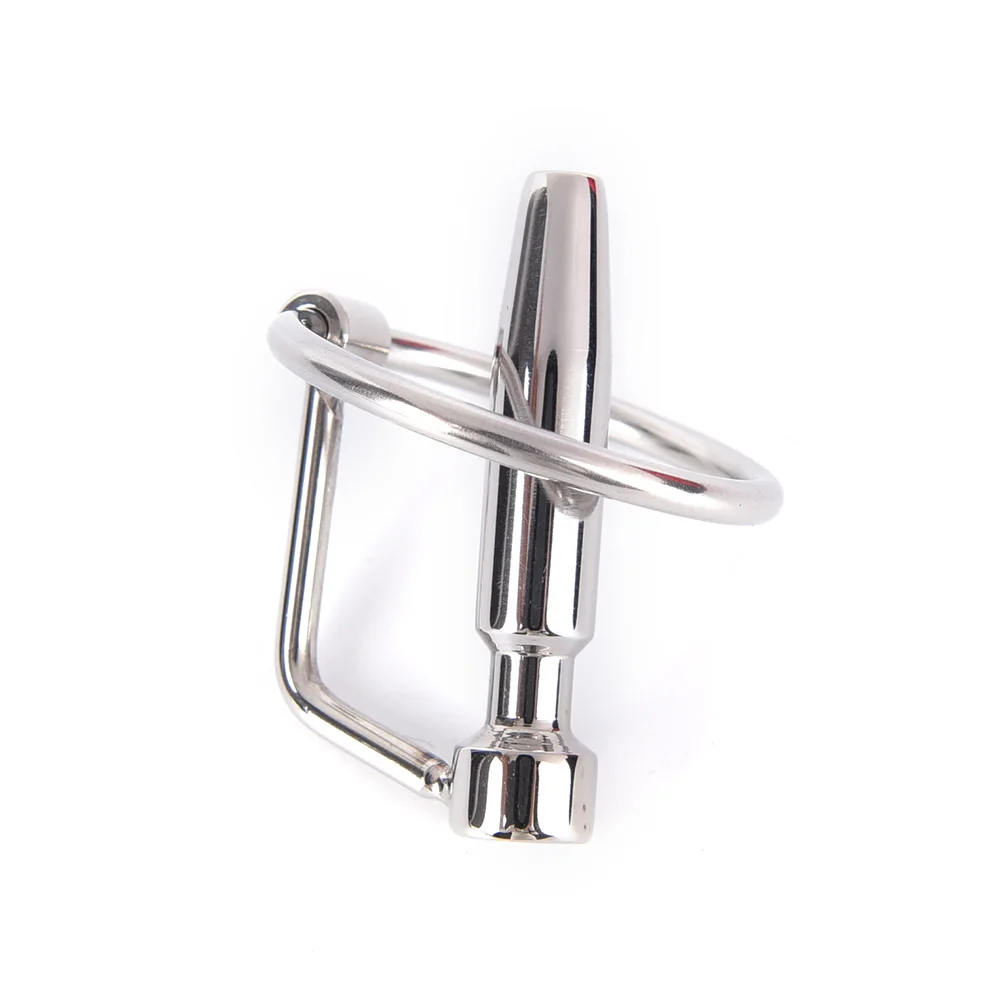 Stainless Steel Hollow Urethral Catheter Sounding Dilators Penis Plug With Glans Rings Metal Insertion Rods Sex Toy For Men