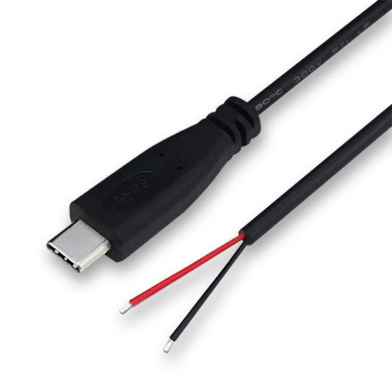 Charging Cable USB Charging Cable USB C Pigtail 2 Core Cable 4-Pack USB 2.0 Male Plug 2pin Wire DIY Pigtail Cable 5V 3A 22AWG C Power Cable Black (9.8Inch/25