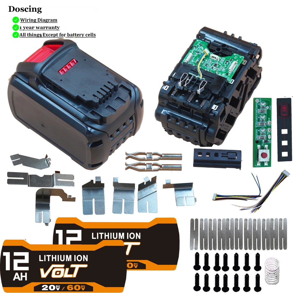 Dewalt FlexVolt 120V 60V 20V 배터리 케이스 PCB BMS DIY 배터 도구 전원 드릴 배터리 DCB606 DCB612 DCB609 용 Doscing 15*21700