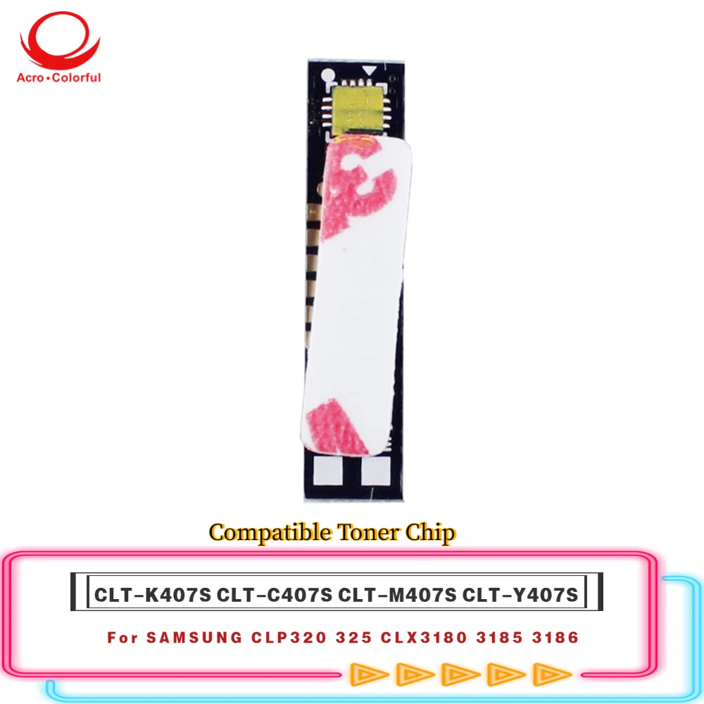 

Compatible CLT-K407S CLT-C407S CLT-M407S CLT-Y407S Toner Chip For SAMSUNG CLP320 325 CLX3180 3185 3186 Printer