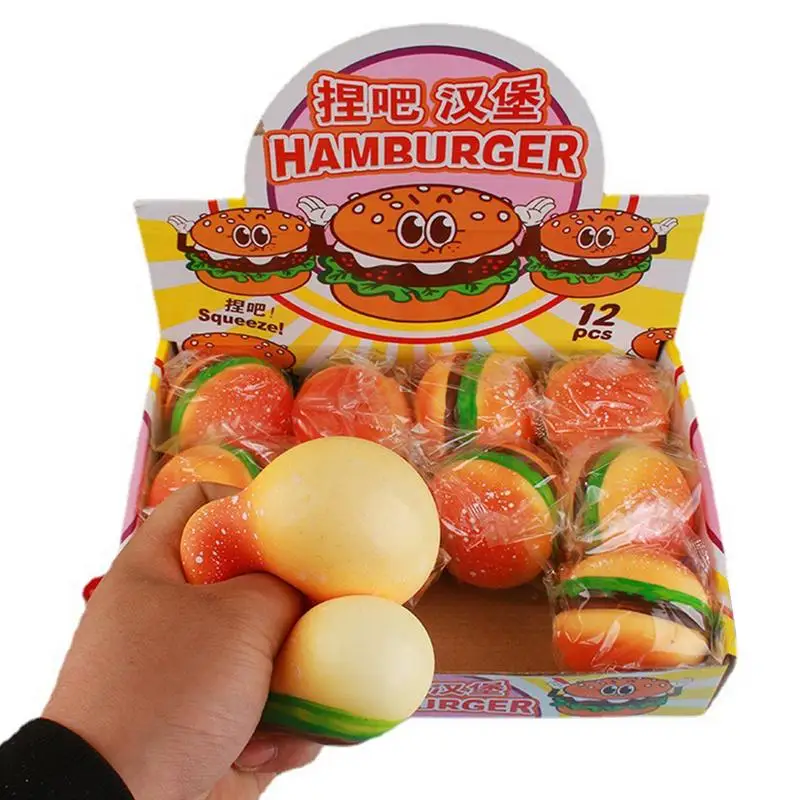 

Food Decompress And Stress Stretch Hamburger Toy Squeeze Bread Stress Relief Simulation Cute Food Hand Toy Stretchy Slow Rising