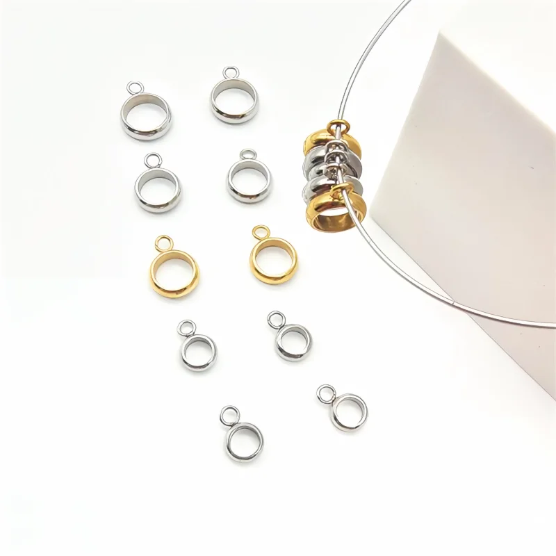 20 Stücke 4/5/6/8mm Gold Edelstahl Großes Loch Spacer Perlen Anhänger Anschlüsse Bail Verschlüsse DIY Halskette Armband Schmuck Machen – Detail 4