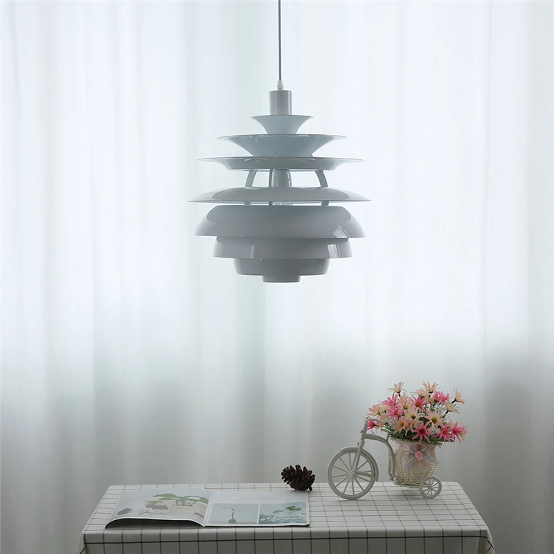 Postmodern Aluminum Pendant Lights Nordic Designer Hanglamp for Living Room Decor Light Fixtures Snowball Mounted Chandelier E27 6