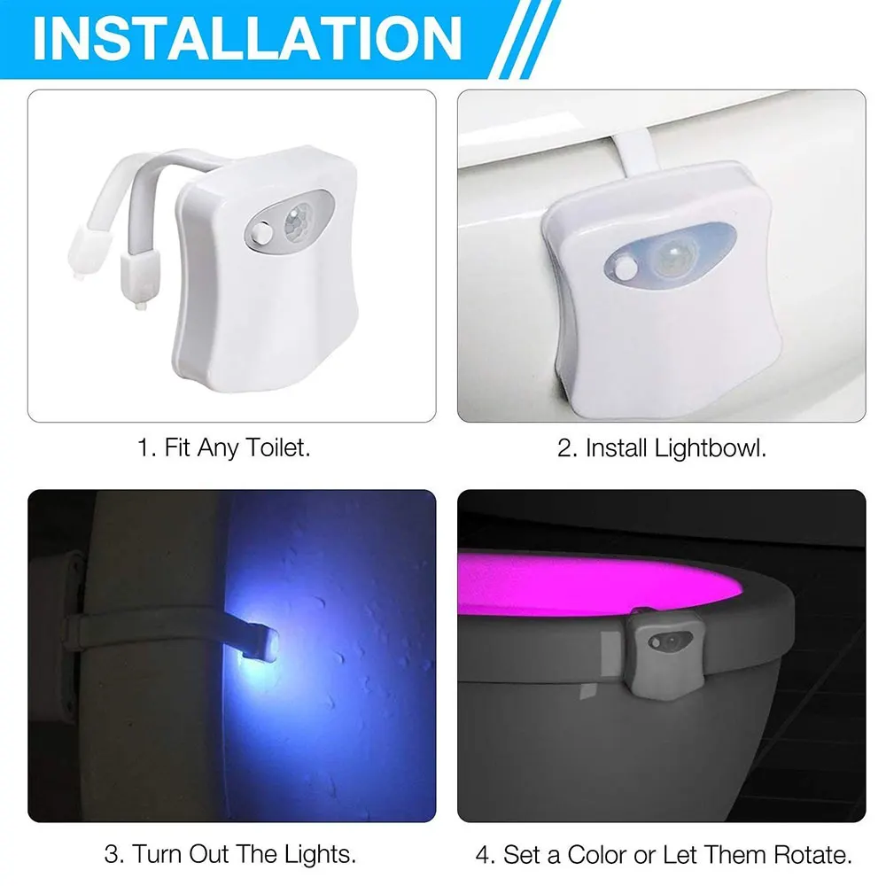 Glow Bowl Toilet Light, 2PACK Toilet Night Light Motion Activated