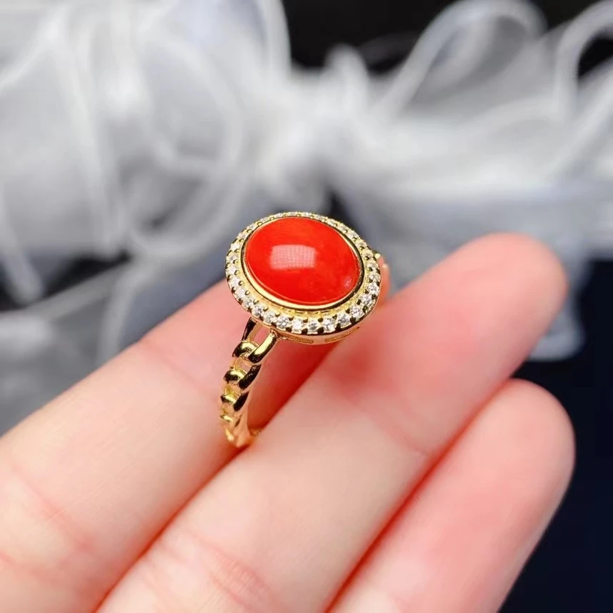 Kjjeaxcmy Fine Jewelry 925 Sterling Silver Inlaid Natural Red Coral Ring  Delicate New Female Gemstone Ring Trendy Support Test - Rings - AliExpress