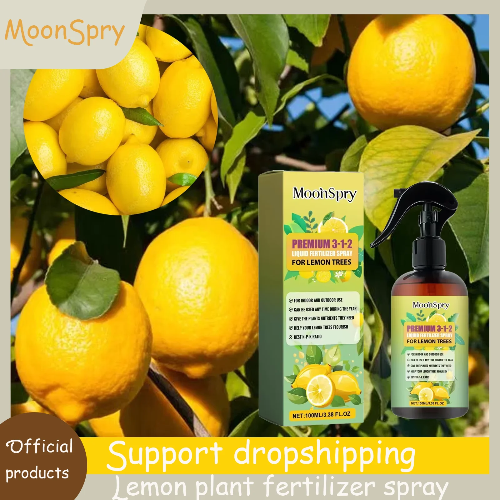 100ml Lemon Tree Fertilizer - Leaf Growth Nutrient & Root Stimulator, Plant Growth Promoter & Seedling Booster, Garden Food