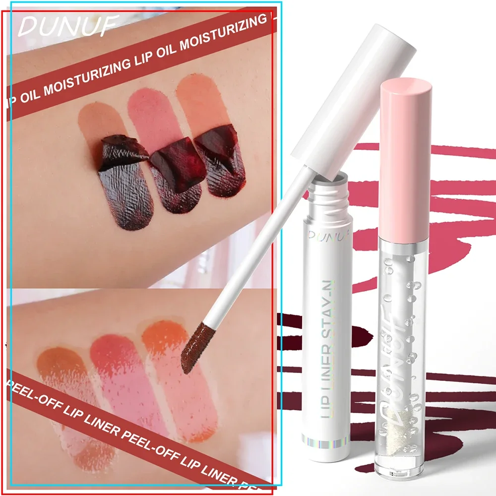 2pcs Long Lasting Peel Off Lip Liner Set With Moisturizing Non Stick Lip Oil Waterproof Stay Nourishing Liquid Care_voghion.com