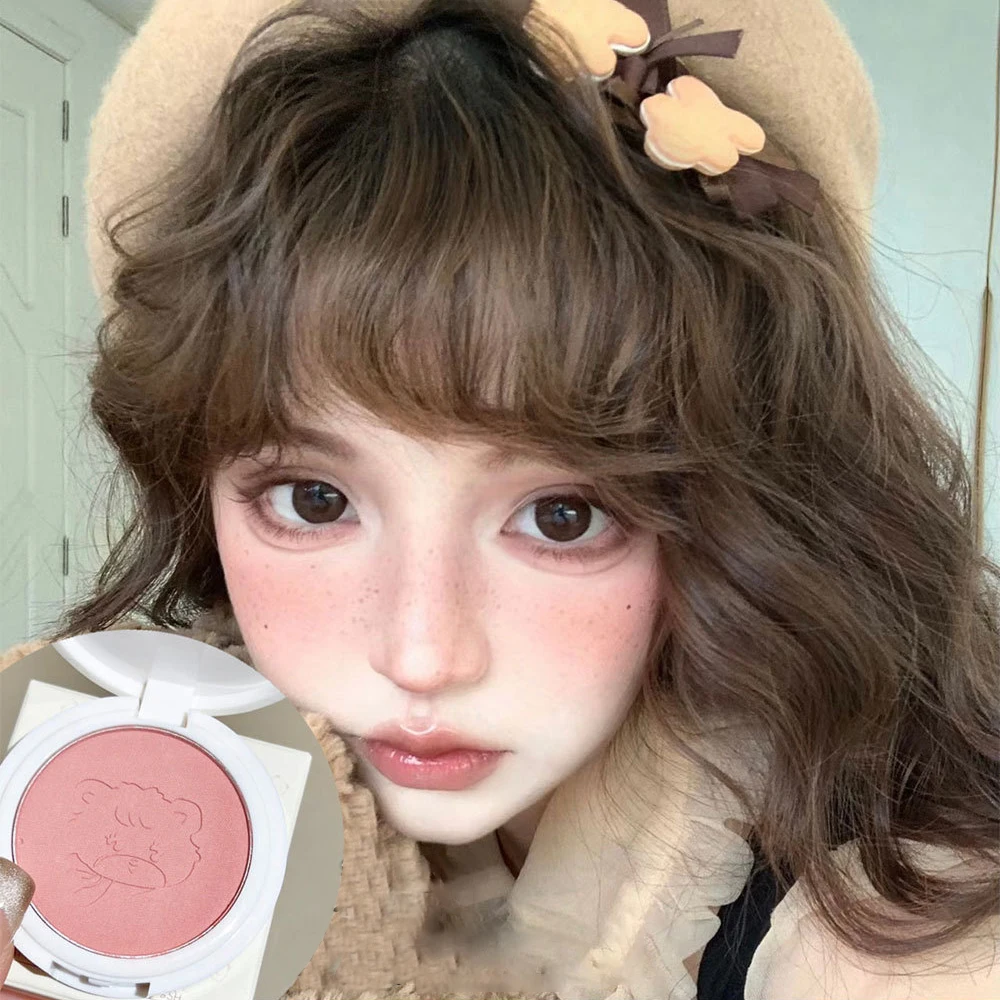 Monochrome Cute Blusher Peach Milk Pink Cream Natural Cheek Tint Brighten Waterproof Matte Face Contouring Blush Palette Makeup 5