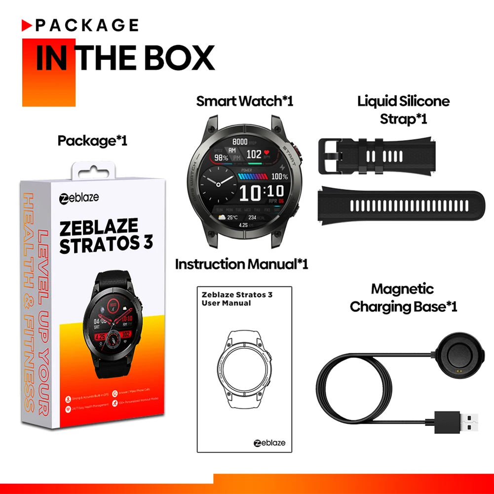Zeblaze Stratos 3 Ʈ ġ AMOLED ÷  GPS  ȣȯ ȭ ȭ ɹڼ  Ʈġ