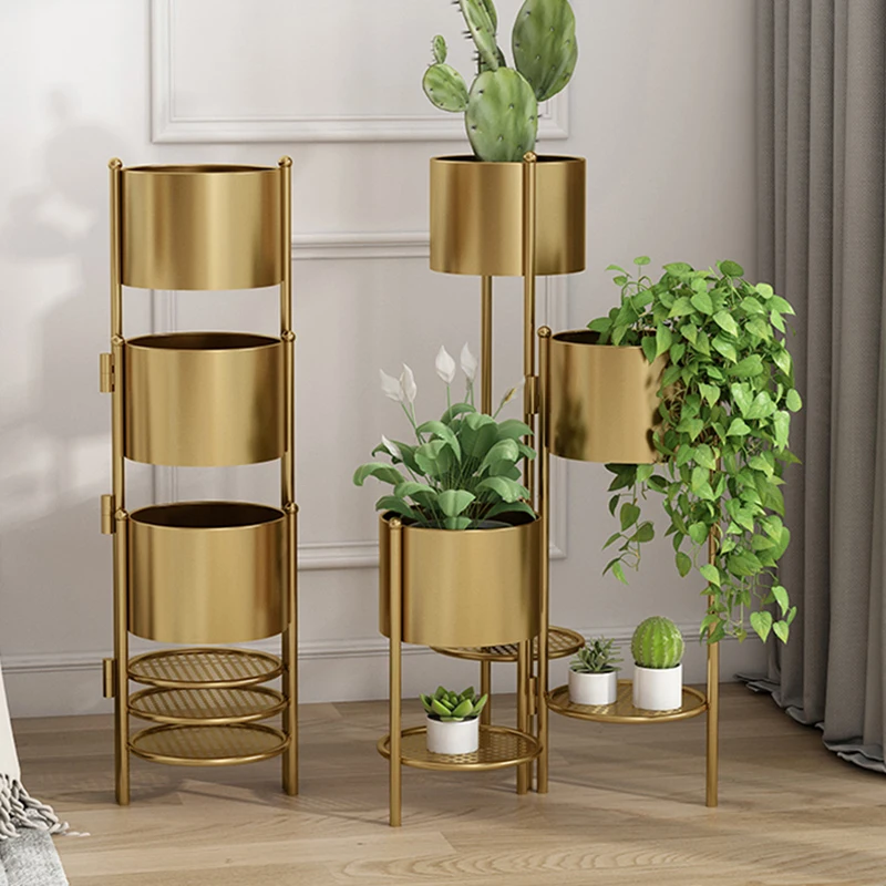 

Nordic Luxury Floor Iron Flower Rack Multi-layer Plant Rack Pot Indoor Extensible Flower Shelf Living Room Home Hotel Decor