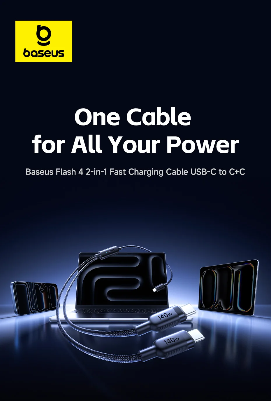 Baseus 140W Fast Cable 2-in-1 USB-C to Dual Type-C