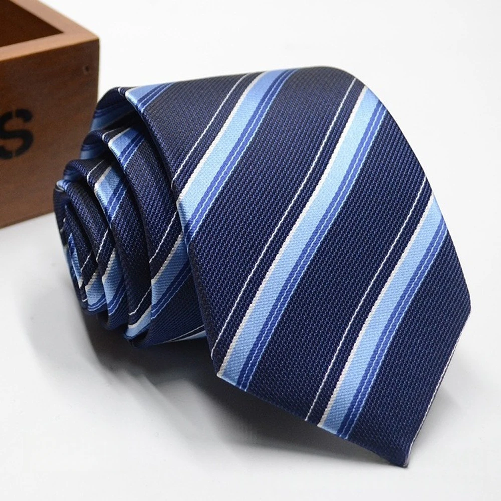 Classic Stripe Necktie - Business Formal Tie for Men 8cm Blue Black Pink Red