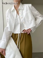 TWOTWINSTYLE قمصان غير رسمية للنساء التلبيب كم طويل قمصان للنساء الصيف بلوزة فضفاضة الإناث الاسلوب المناسب الملابس 2023 1