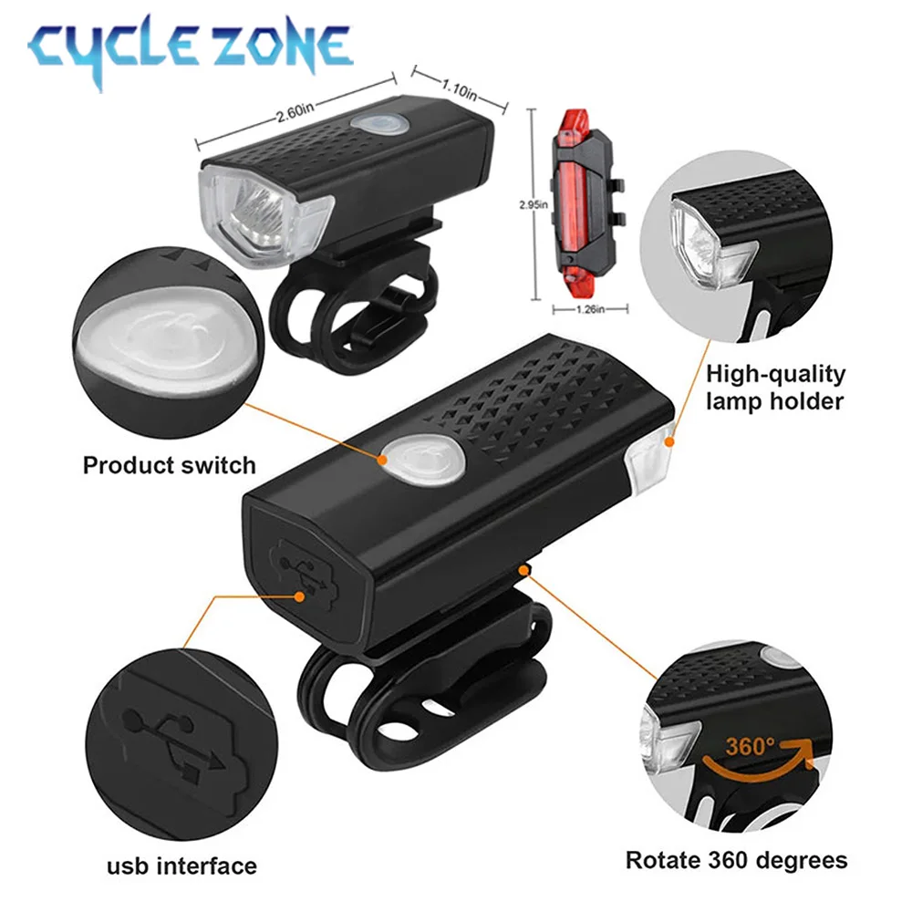 USB Bike Light Head Tail - Image 6