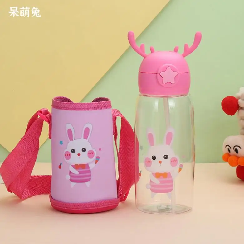 500ml Baby Kids Lovely Cup Toddler Infant Cartoon Deer Children Learn Drinking Straw Bottle With Insulated Bag Newborn Sippy Cup