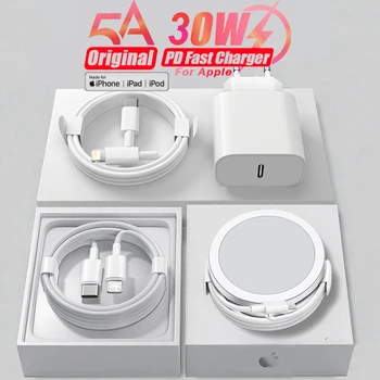 Chargeur sans fil Apple d’origine Magsafe pour iPhone 15 14 13 12 11 Pro Max SE Mini X XS XR 8 Plus Câble de foudre de type C à charge rapide