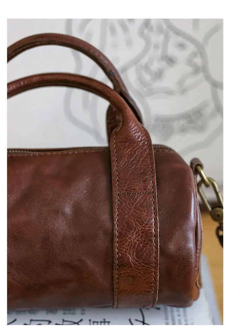 Einfache Vintage-Handtasche aus pflanzlich gegerbtem Rindsleder für Damen, kleine Freizeittasche für Outdoor-Partys, niedliche Umhängetasche aus echtem Leder – Detail 21
