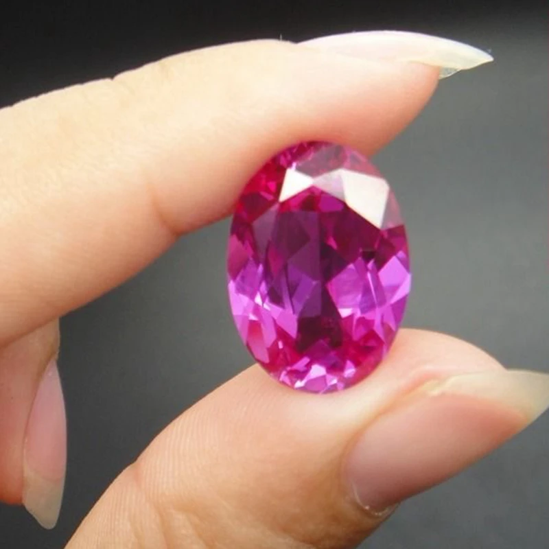 13&times;18mm 16.0ct Oval Faceted Cut VVS Fluorescent Ruby Loose Gemstones for Jewelry Making