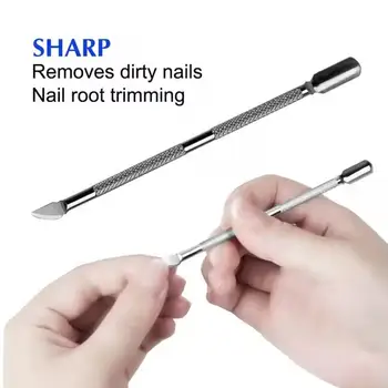 Double-ended Steel Cuticle Pusher Dead Skin Push Remover For Pedicure Manicure Nail Art Cleaner Care Tool X8R9