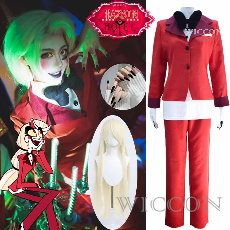 Hazzbin Cos Hotel Charlie Cosplay Morningstar Fantasia Costume Travestimento Donne Adulte Top Pantaloni Abiti Halloween Carnival Suit