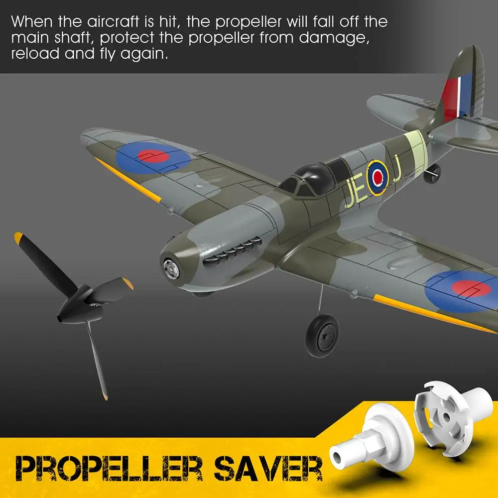 Eachine Spitfire RC Airplane, when the aircraft is hit, the propeller will fall off the main shaft, protect the propel