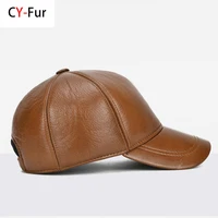 2025 Adjustable Men's Genuine Cowhide Leather Baseball Cap for Fall Winter Outdoor Sports Hat Men Real Cowhide Leather Caps 1