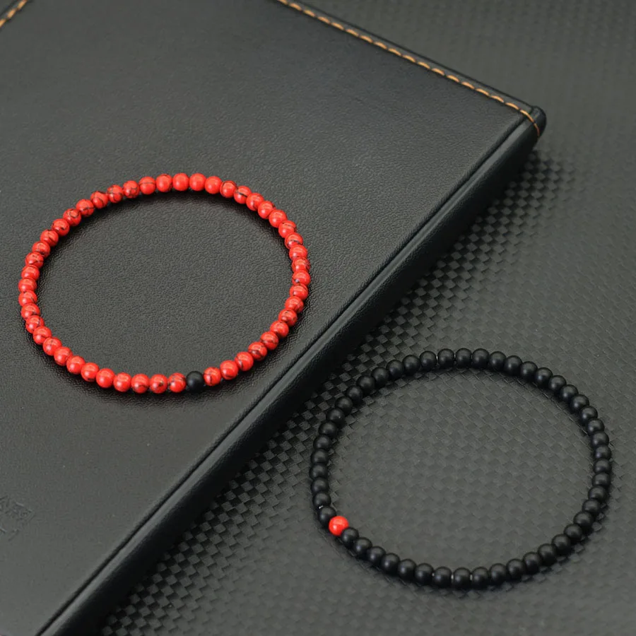 Neue 2Pcs 4mm Perlen Armband Set Für Männer Tiger Augen Türkisen Gepaart Strang Heilung Armband Handgemachte Casual zubehör Hombre – Detail 8