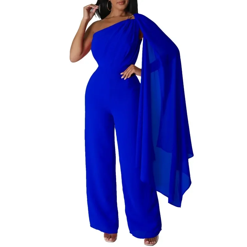 African Clothes for Women Autumn Fashion African White Blue Black Orange Party Evening Long Jumpsuit Dashiki African Clothing