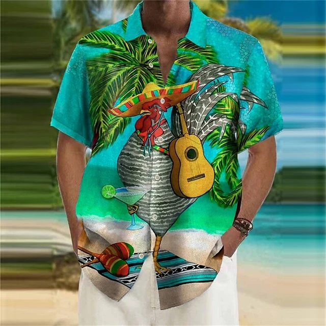 Camisa de Rock para hombre, camisa hawaiana estampada en 3D, manga corta,  para playa, informal, grande, Hip-hop, club nocturno - AliExpress