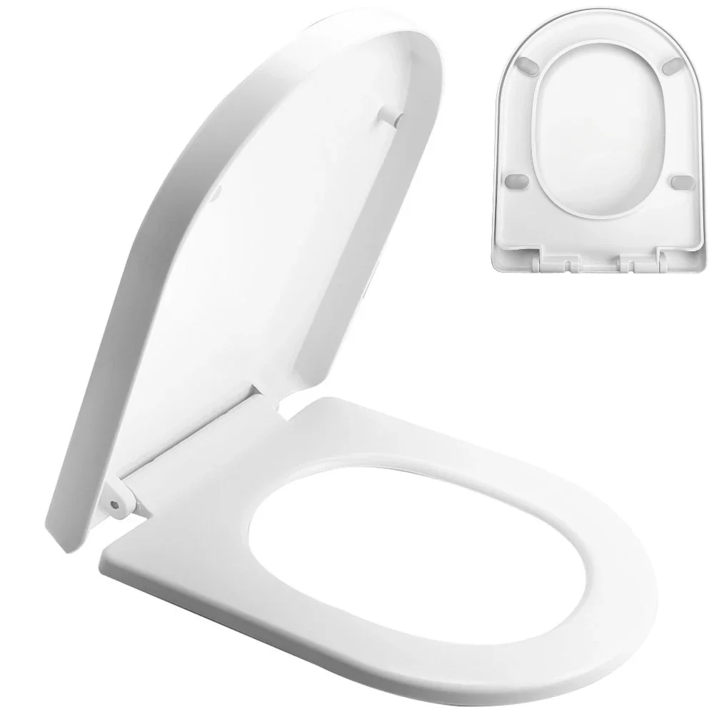 Toilet Seat Slowly Closes Heavy Standard Toilet Seat, Round and Square, Easy To Install and Disassemble, Plastic White.