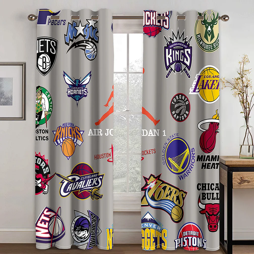 Teens Children's Favorite Sports Brand Sunshade Curtains 2 Panels  Basketball Enthusiast Room Bedroom Home Decor Curtains - AliExpress