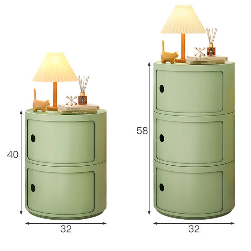 

Nordic simple Modern bedside table home bedroom girl small cabinet ins wind lockers round plastic side cabinet