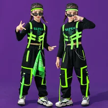 

Trendy children's street dance clothes girls' Jazz Dance Hip Hop Suit Girls' street bombing show hiphop performance clothes